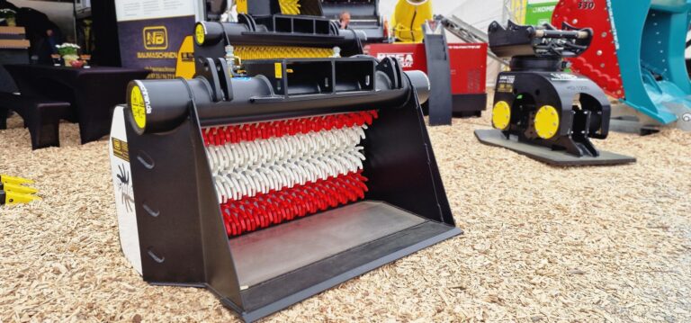 schaufelseparator in den farben rot und weiß.